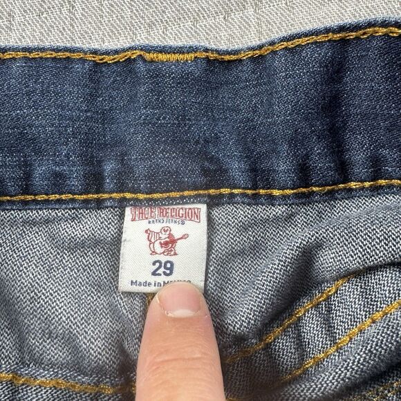 True Religion Ricky Jean Men 29x27 Relaxed Straight Denim Pocket Big T Flap Y2K - Picture 8 of 10